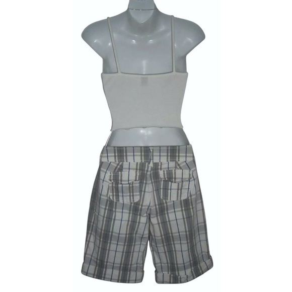 Abercrombie & Fitch Shorts Vintage y2k Low Rise Plaid Bermuda Preppy Beachy Prep - Picture 2 of 5